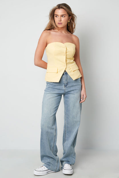 Damen Top Strukturiert Knopfdesign | Polyester | Mehrfarbig