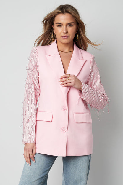 Damen Blazer Franzenärmel | Elegant | Rot & Schwarz