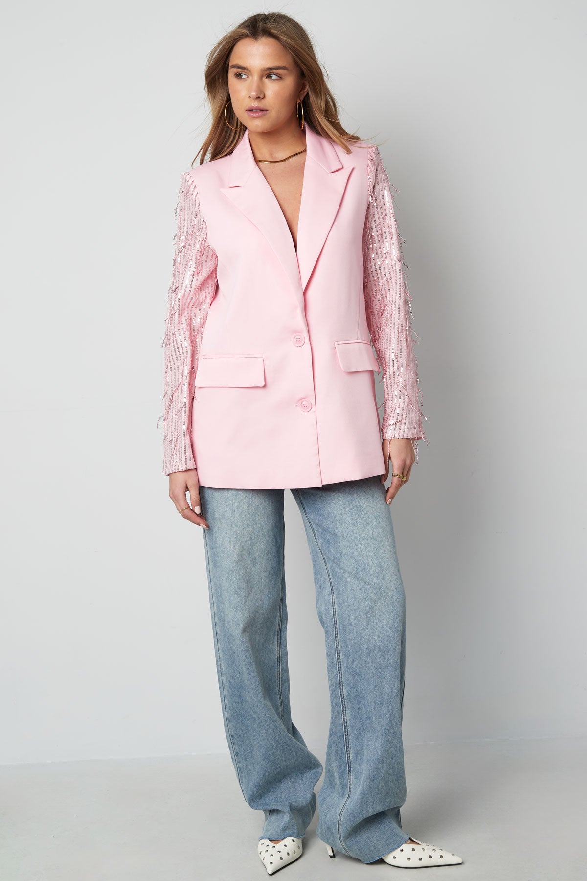 damen blazer franzenärmel | elegant | rot & schwarz
