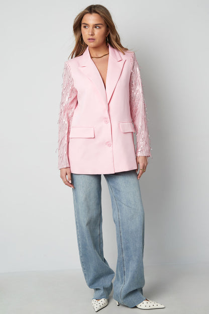 Damen Blazer Franzenärmel | Elegant | Rot & Schwarz