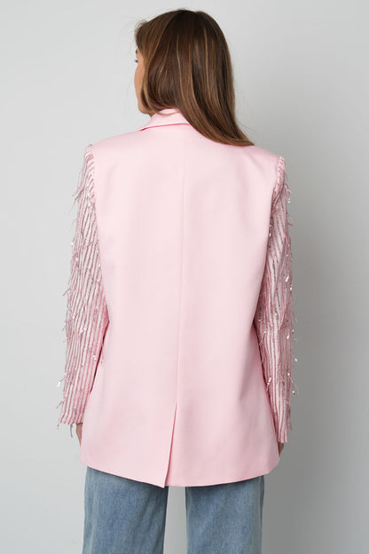 Damen Blazer Franzenärmel | Elegant | Rot & Schwarz