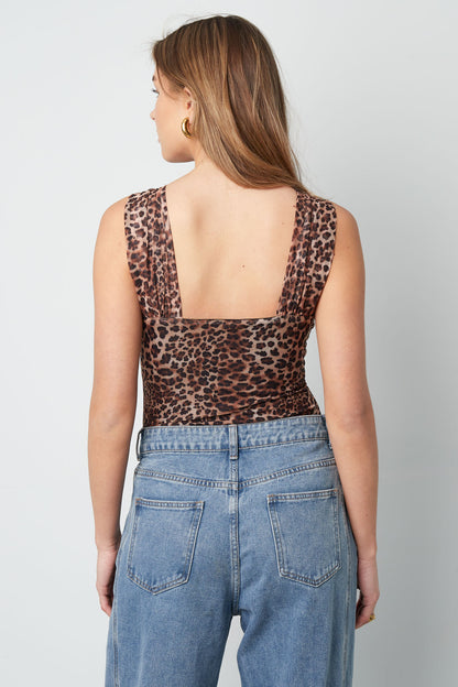 Strick-Polyesterfaser Damen-Bodysuit Leopardenmuster Sportlich