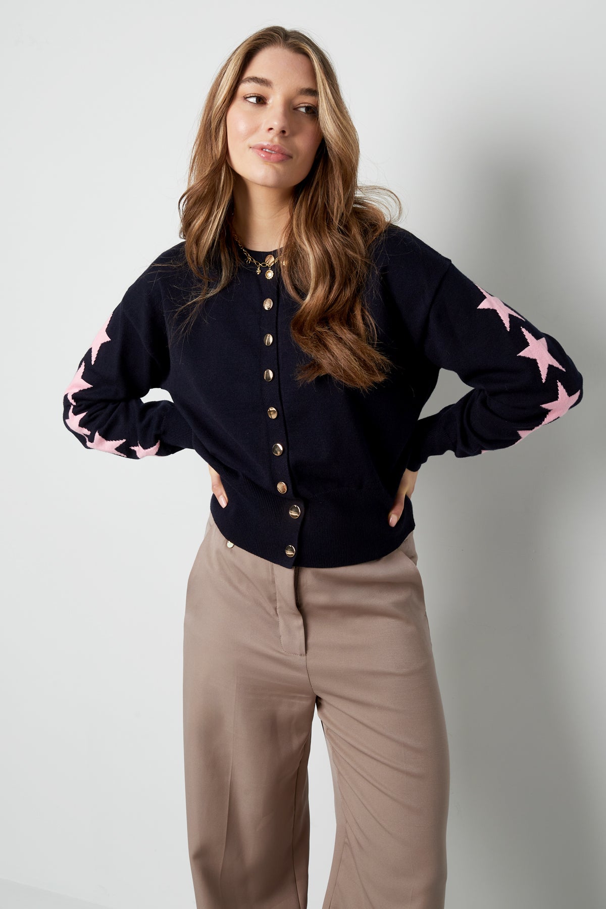 damen cardigan kurz sternmuster | viskose | mehrfarbig