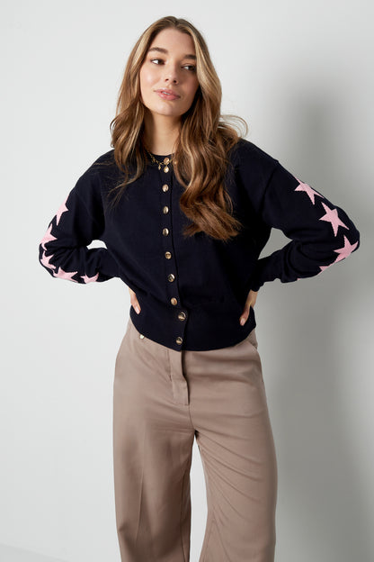 Damen Cardigan Kurz Sternmuster | Viskose | Mehrfarbig