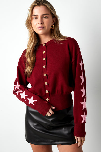 Damen Cardigan Kurz Sternmuster | Viskose | Mehrfarbig