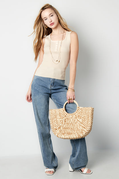 Damen Top Rippstrick Knopfleiste | Viskose | Mehrfarbig
