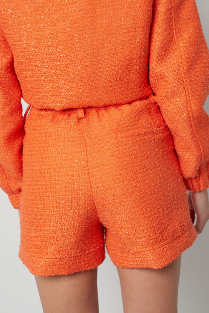 Damen Shorts Hohe Taille Einfarbig | Polyester | Orange
