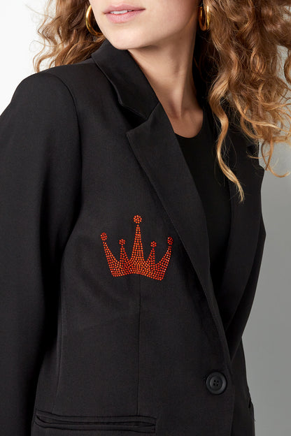 Damen Anzugjacke Krone-Stickerei | Polyester | Schwarz