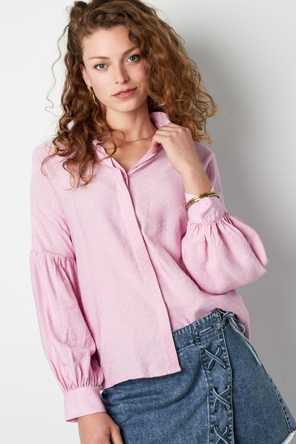 Viskose Damen-Bluse Puffärmel Stehkragen