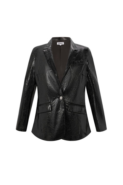 Damen Blazer PU-Leder | Glänzend | Schwarz