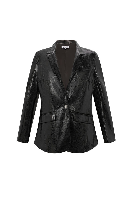 Damen Blazer PU-Leder | Glänzend | Schwarz