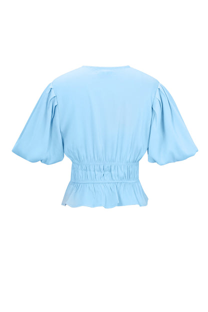 Damen Top Puffärmel Schleife | Polyester | Mehrfarbig