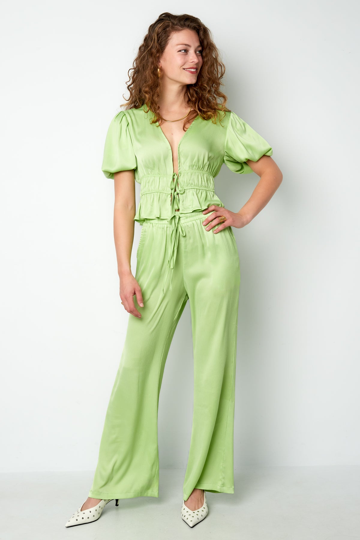 damen hose gerade uni | polyester | mehrfarbig