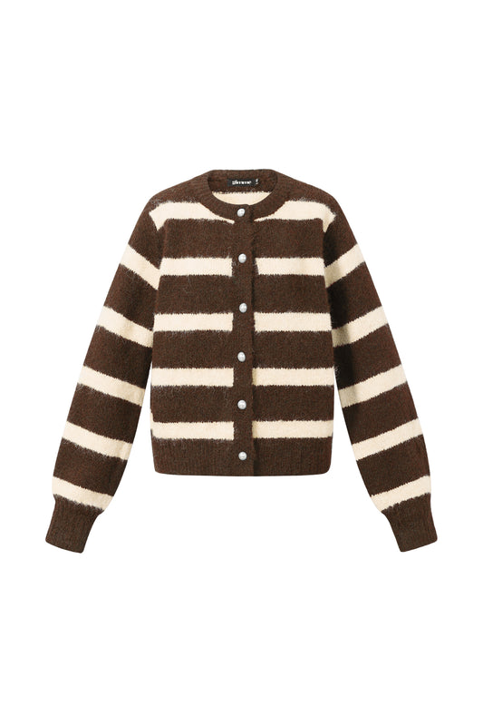 Damen Cardigan Streifen Gestrickt | Polyester | Mehrfarbig