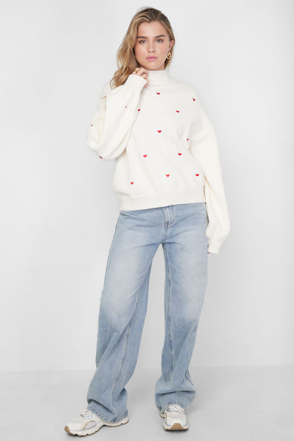 Damen Pullover Herzmuster Strick | Acryl | Mehrfarbig
