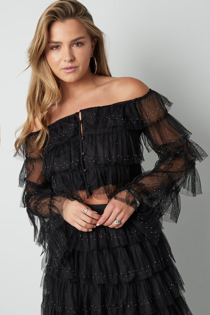 Damen Langarmshirt Elegant Sommer | Polyester | Schwarz