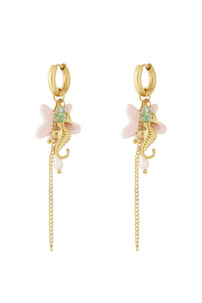 Damen Ohrringe Seepferdchen Marine | Edelstahl | Goldfarbe
