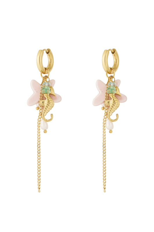Damen Ohrringe Seepferdchen Marine | Edelstahl | Goldfarbe