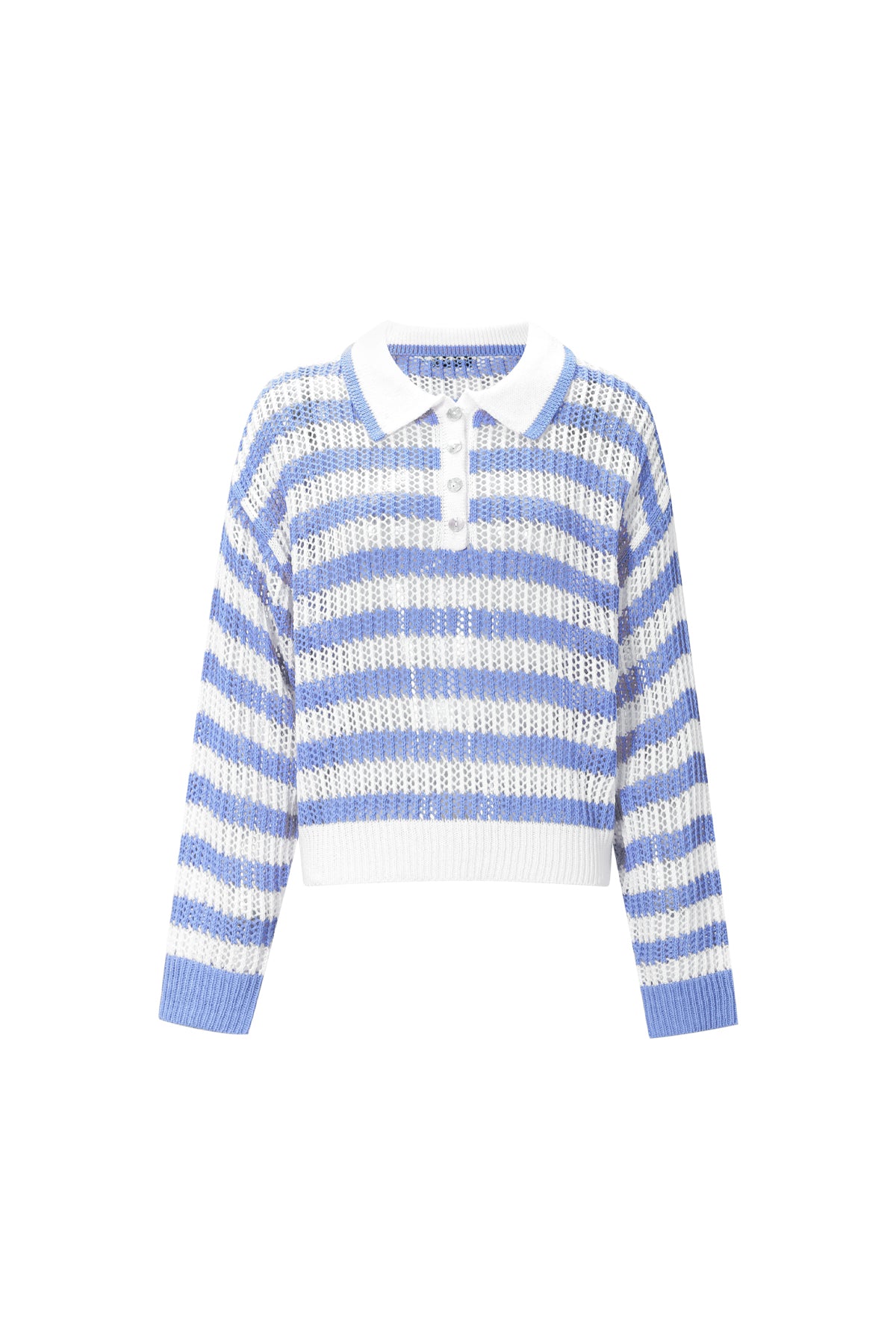 Damen Polo-Top Strick | Polyester | Mehrfarbig