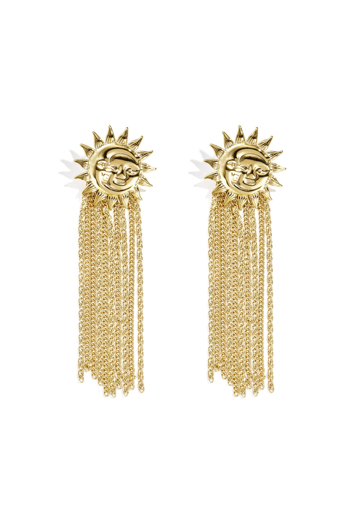 Damen Ohrhänger Sonne | Edelstahl | Goldfarbe