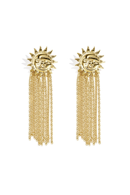 Damen Ohrhänger Sonne | Edelstahl | Goldfarbe