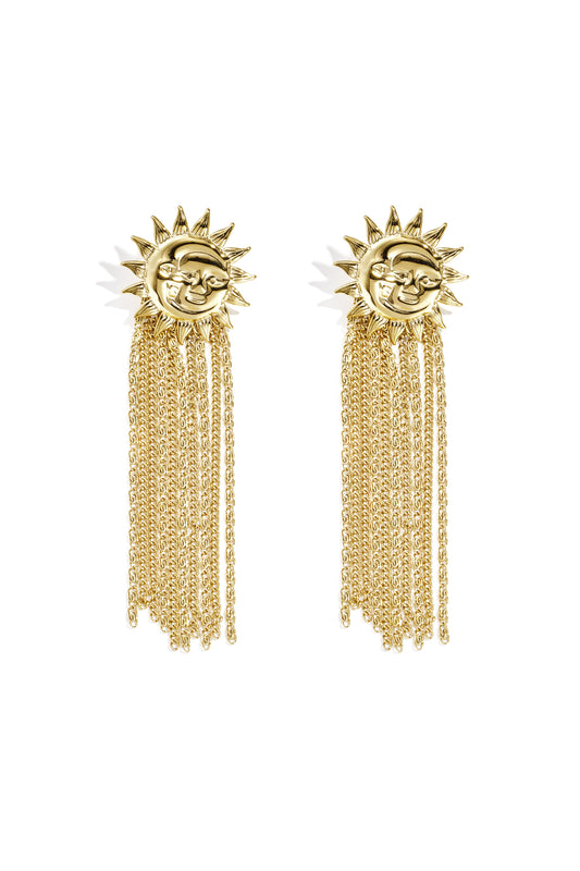 Damen Ohrhänger Sonne | Edelstahl | Goldfarbe