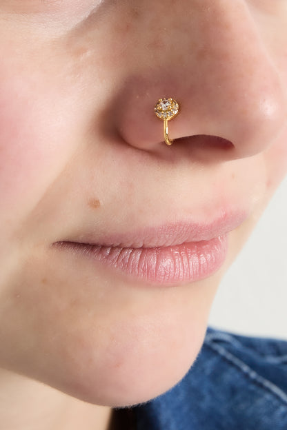Damen Ear Cuff & Nasenmanschette Glitzernd Zirkon | Kupfer | Goldfarbe & Silberfarbe
