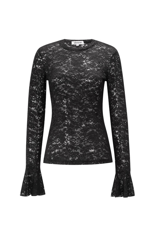 Damen Langarmshirt Spitzenpaneel | Polyester | Mehrfarbig
