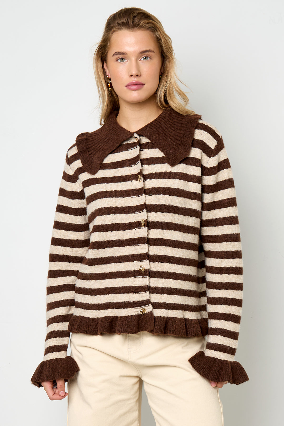 damen cardigan strick streifen | polyester | mehrfarbig