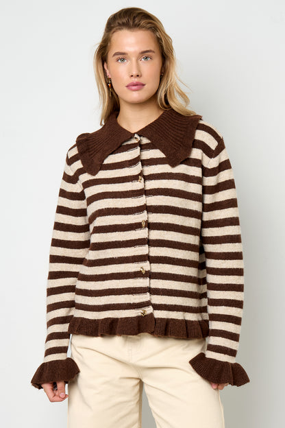 Damen Cardigan Strick Streifen | Polyester | Mehrfarbig