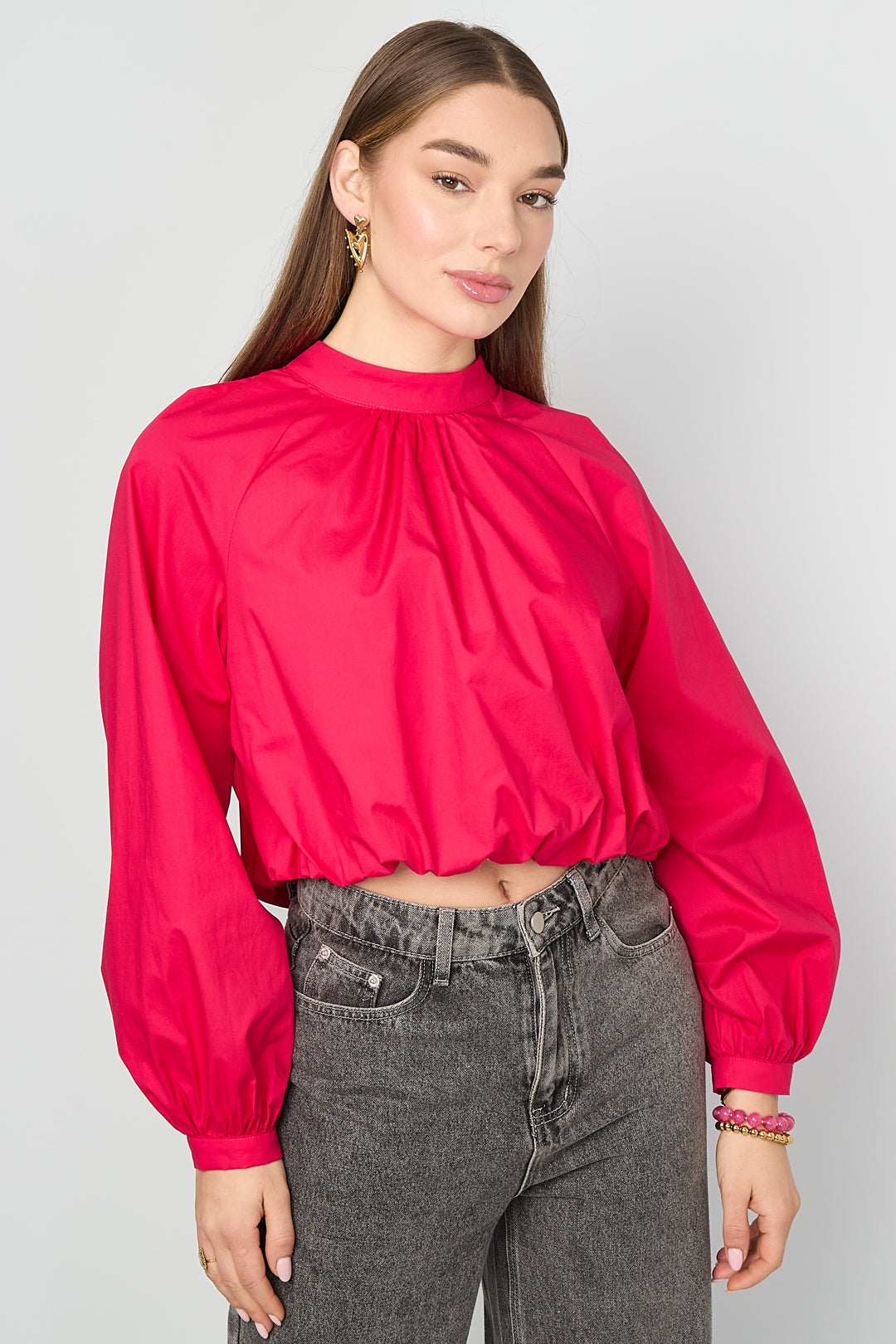 damen top schleife offener rücken | baumwolle | wassermelonenrot
