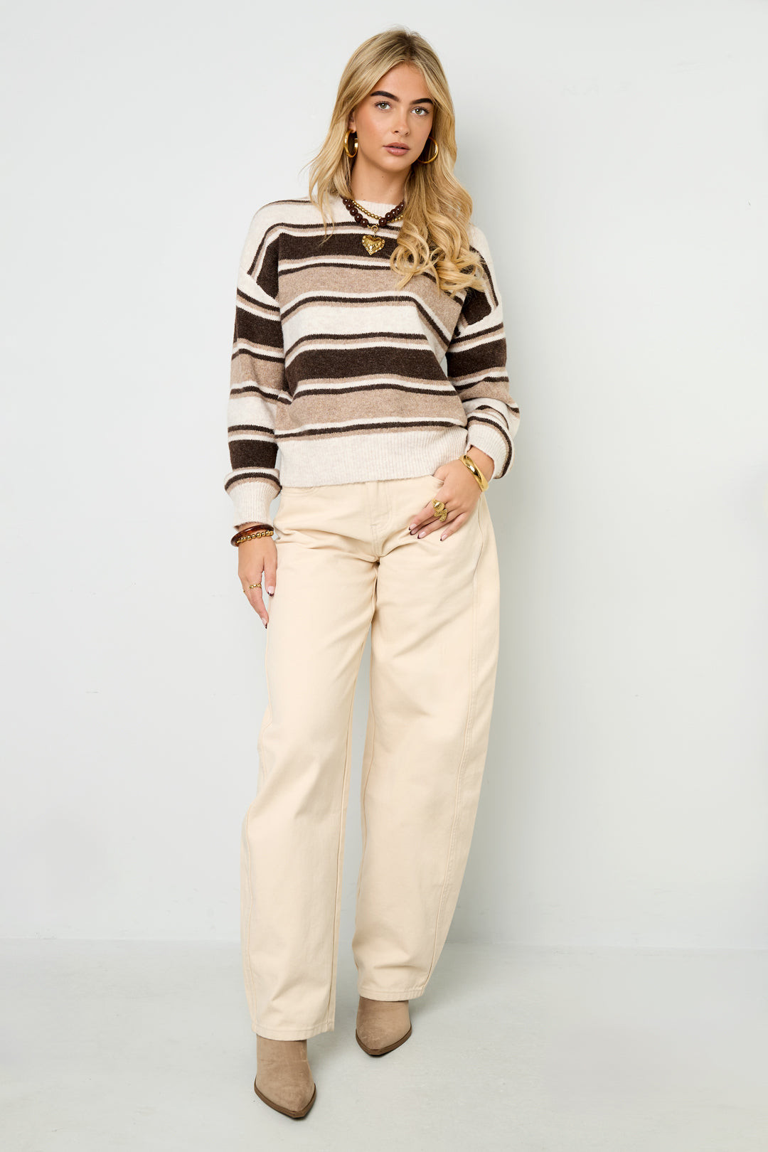 Damen Pullover Strick Streifen | Polyester | Mehrfarbig