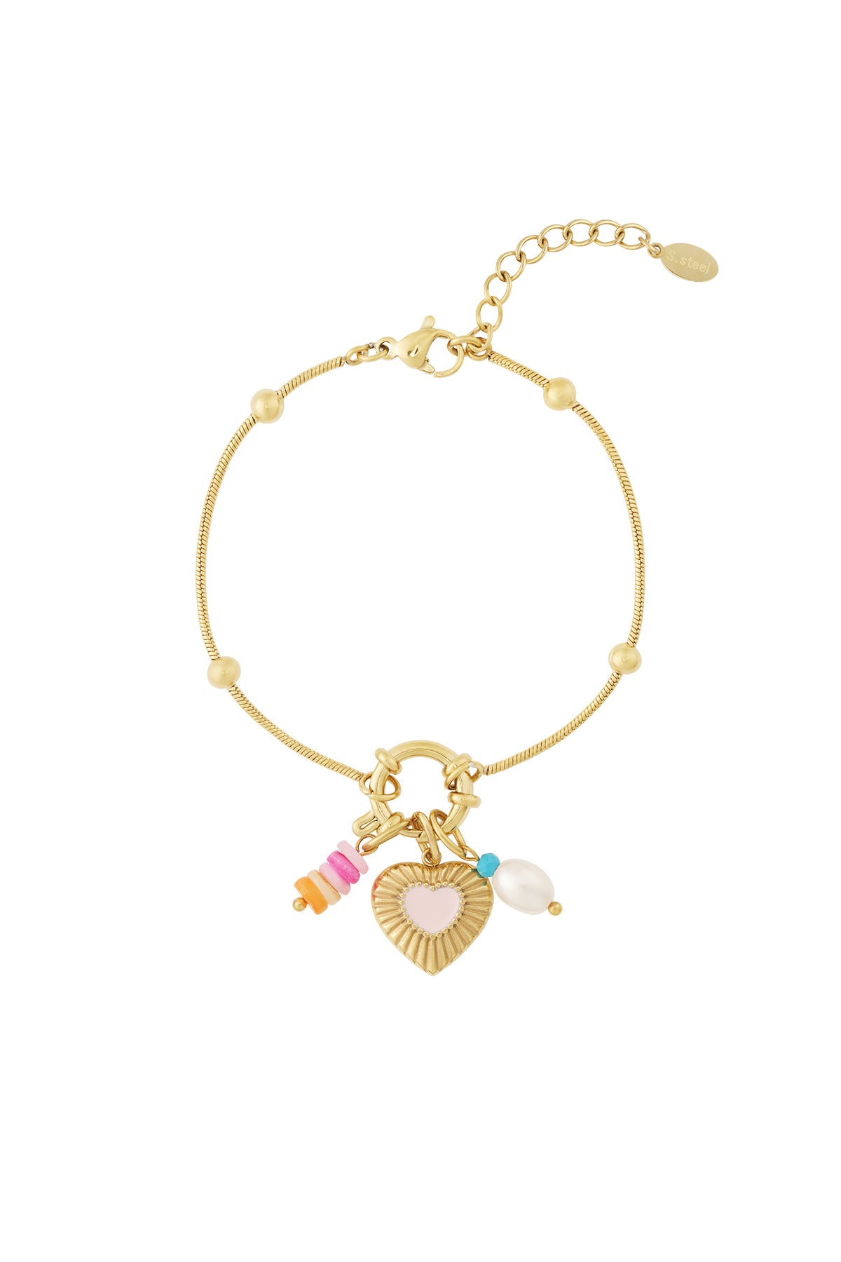 Damen Armband Herz Anhaenger | Vergoldet | Goldfarbe