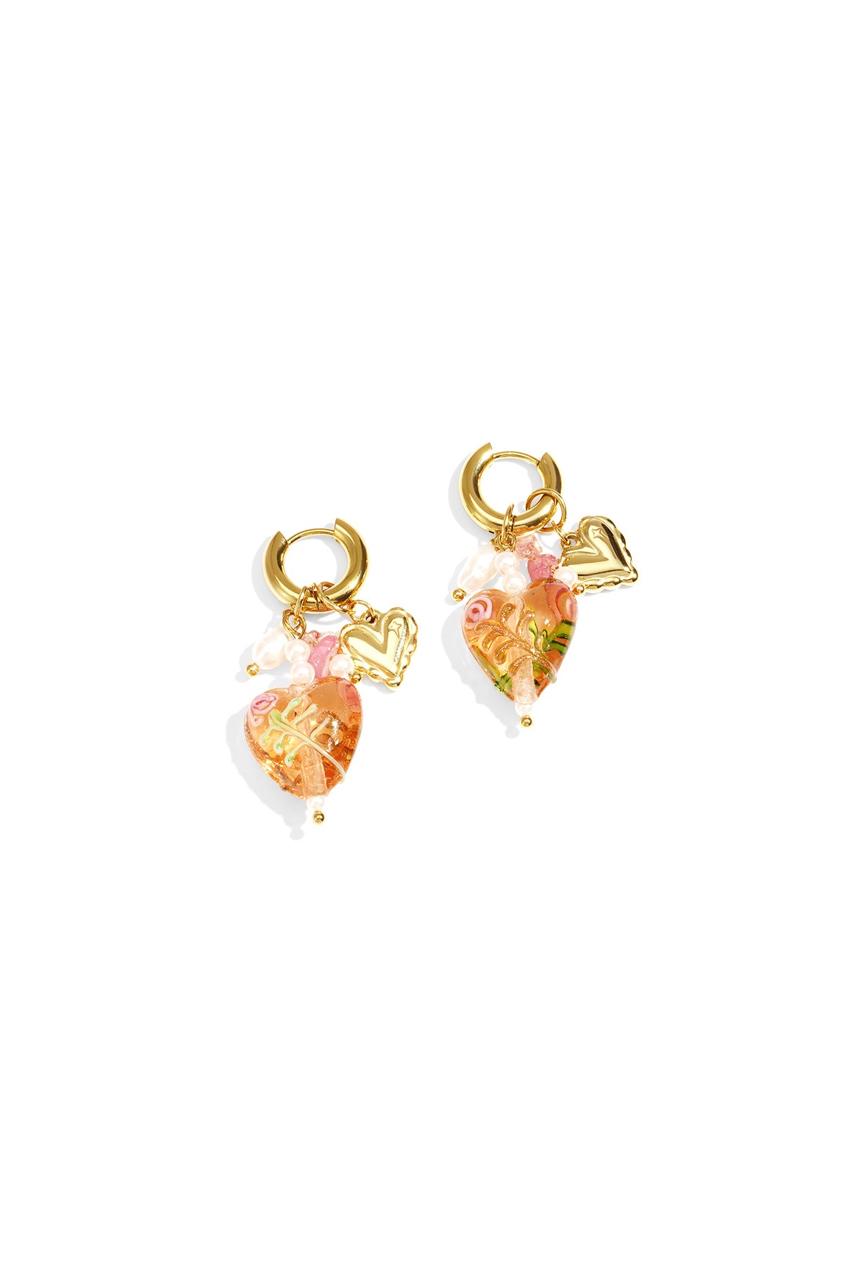 Damen Herzohrringe Pastell | Edelstahl | Gold Rosa & Rot