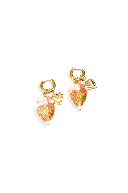 Damen Herzohrringe Pastell | Edelstahl | Gold Rosa & Rot