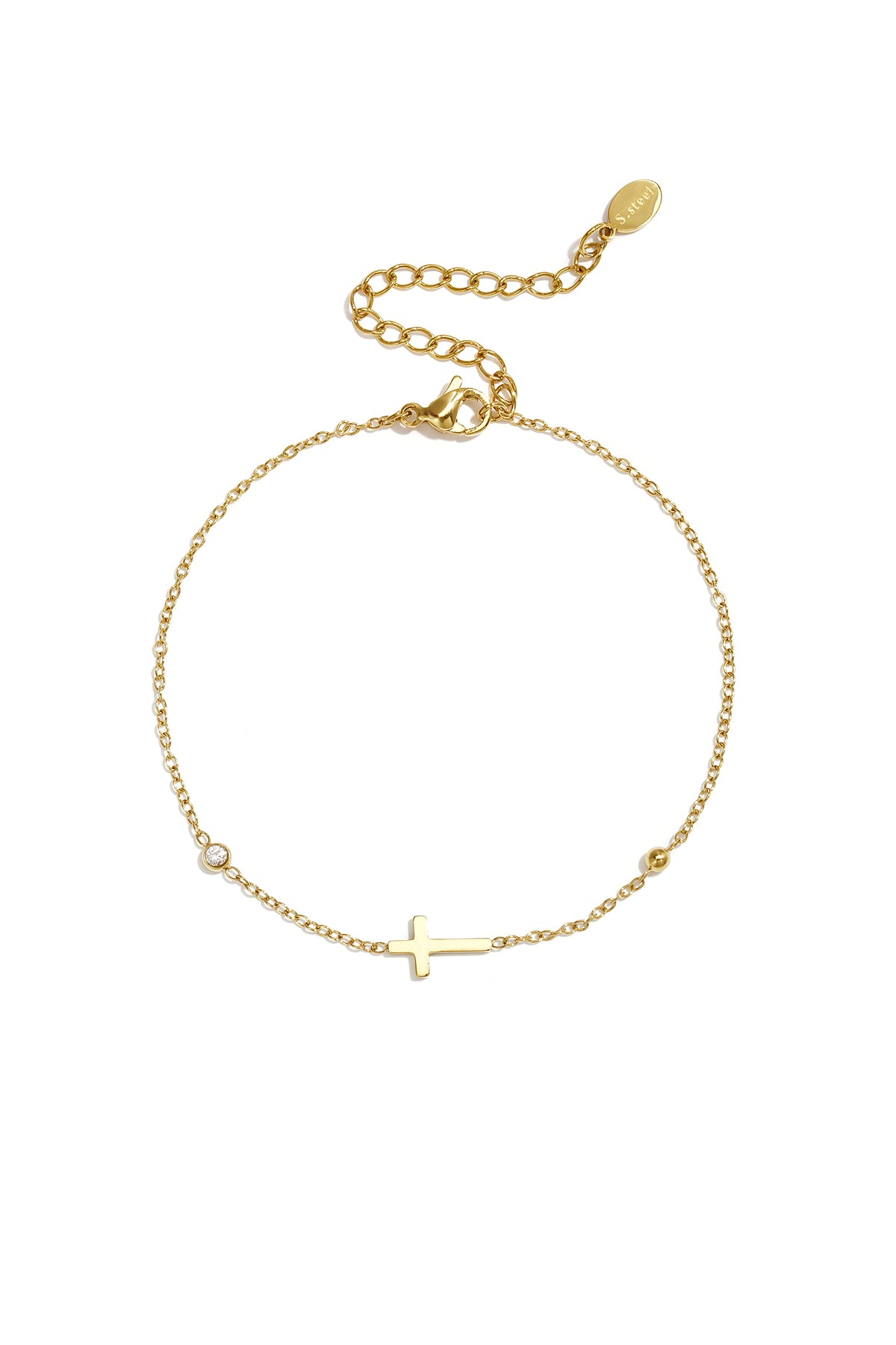 edelstahl-charm-armbänder, kreuz, schlichte serie, damenschmuck