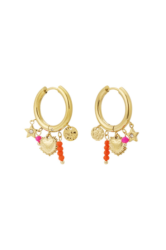 Damen Ohrringe Sommer-Herz Strass 14K | Edelstahl 304S | Silberfarbe