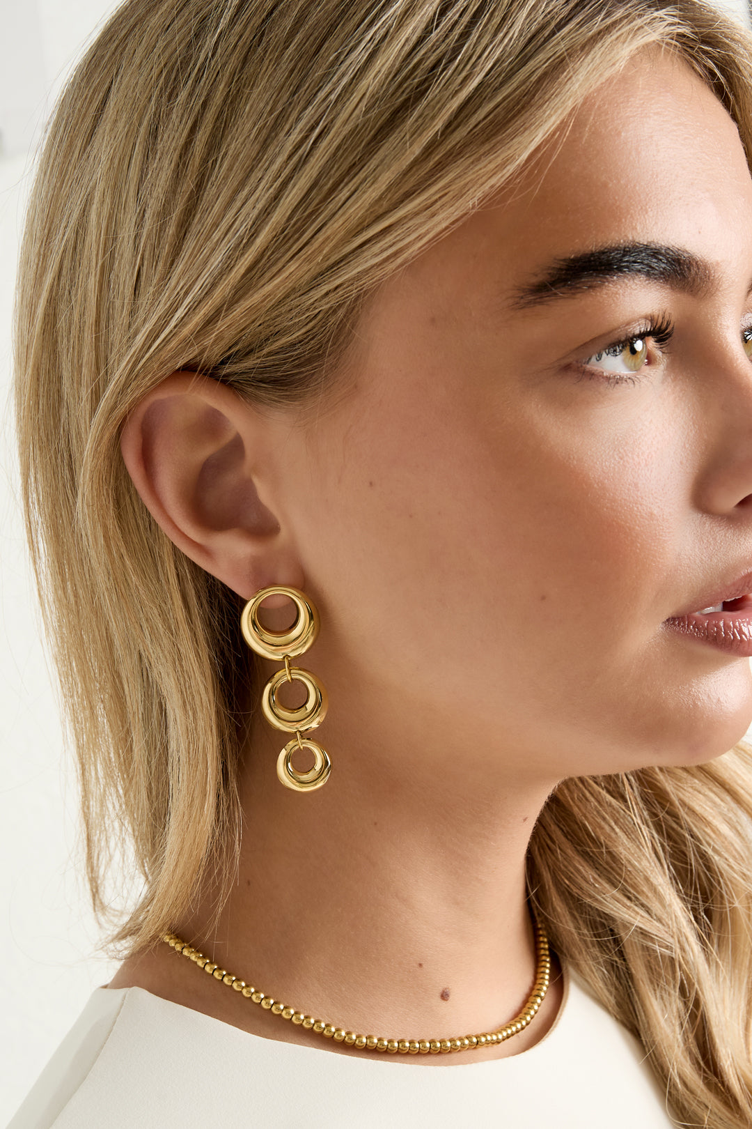 damen ohrhänger kreis lässig | edelstahl | goldfarbe