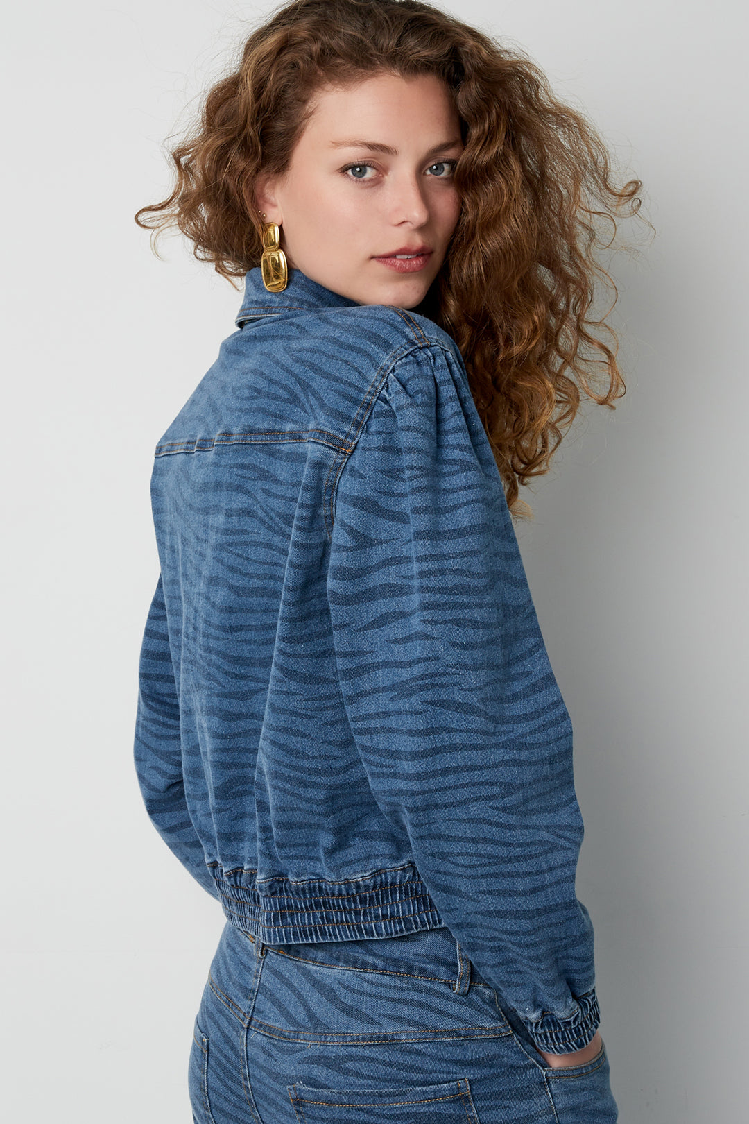 damen jeansjacke tigerstreifen | denim | blau