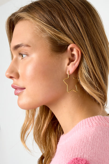 Damen Creolen Stern | Edelstahl | Gold & Silber
