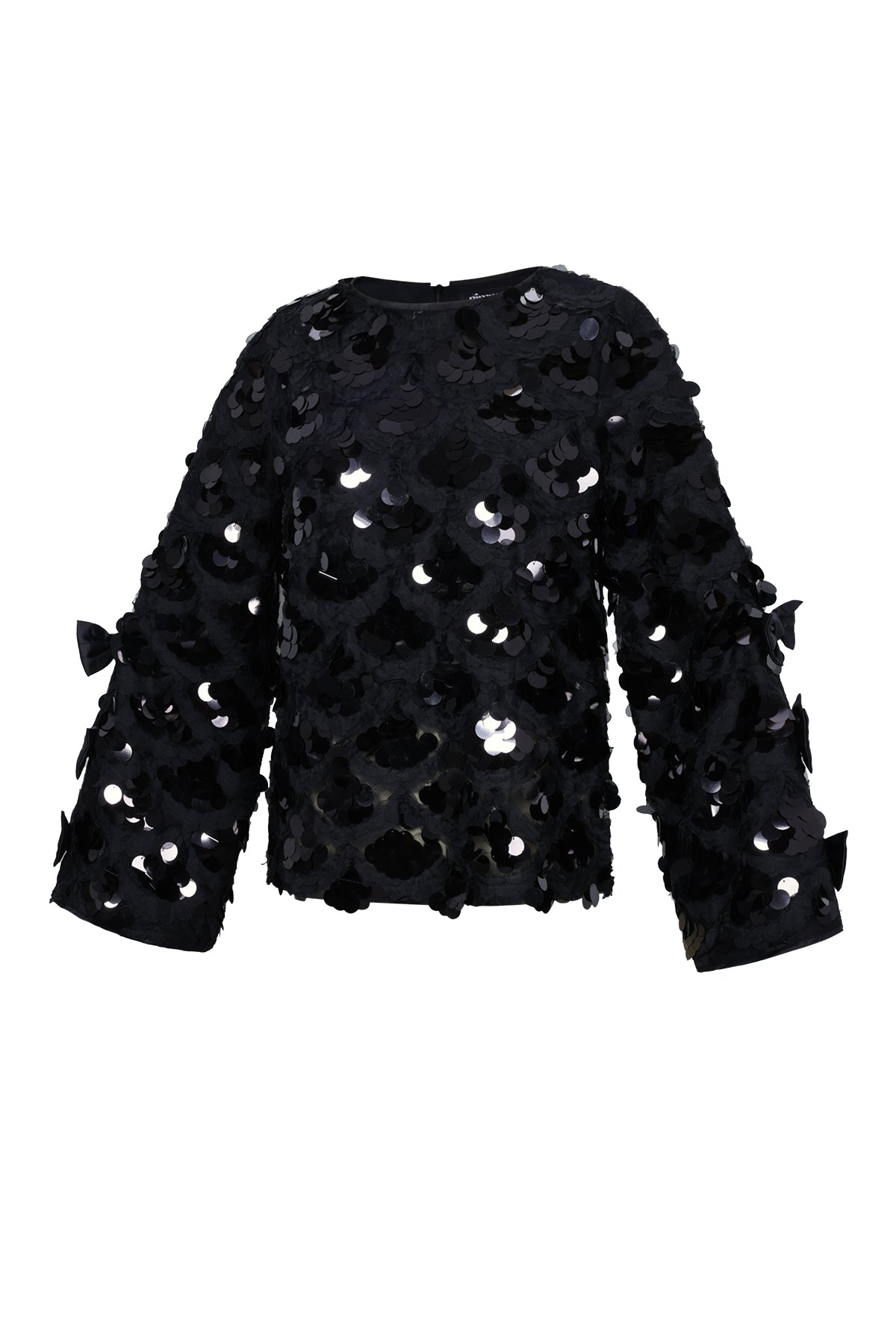 damen langarmshirt pailletten elegant | polyester | schwarz