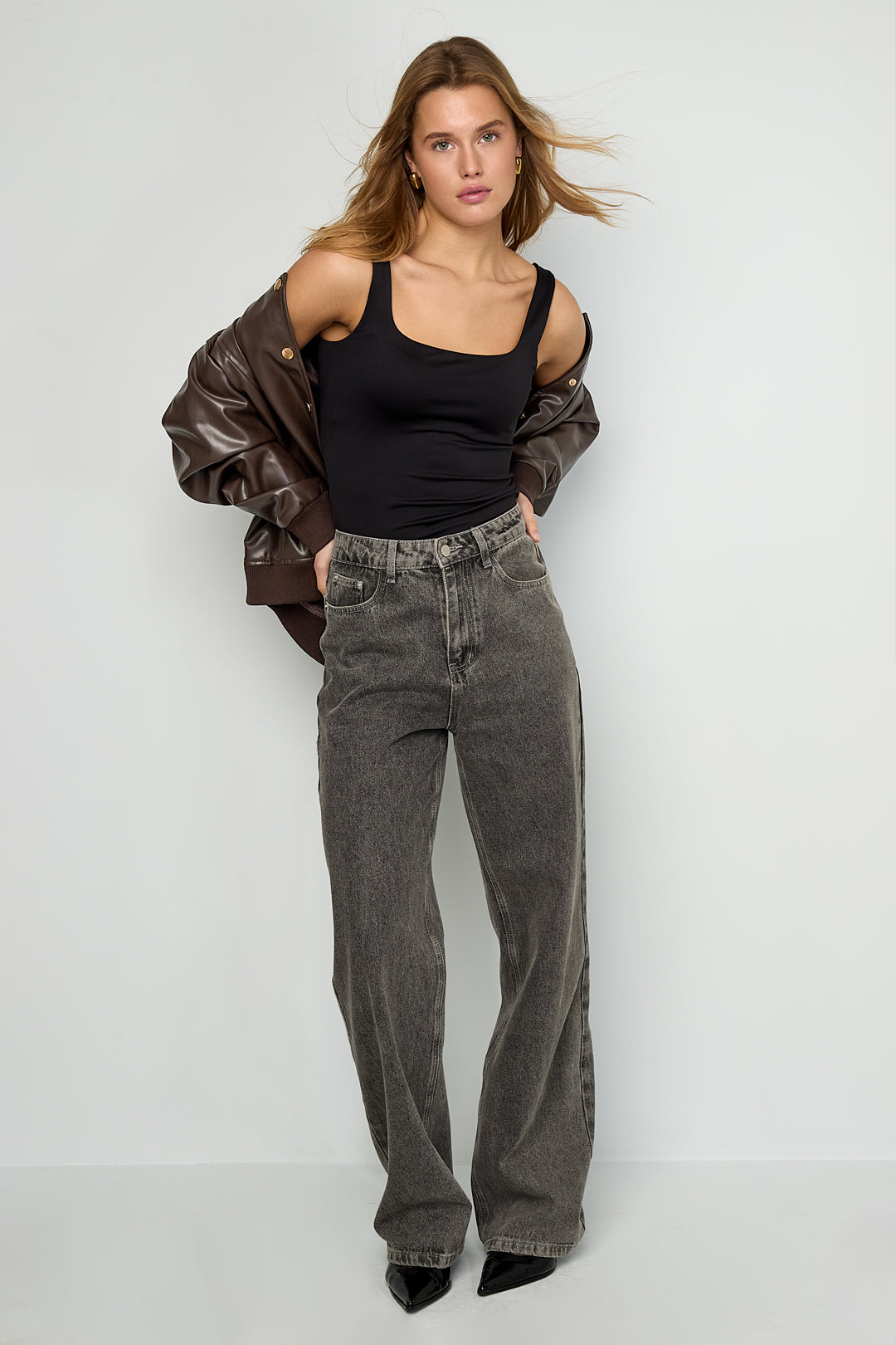 Damen Top Ärmellos Strick | Nylon | Dunkelbraun