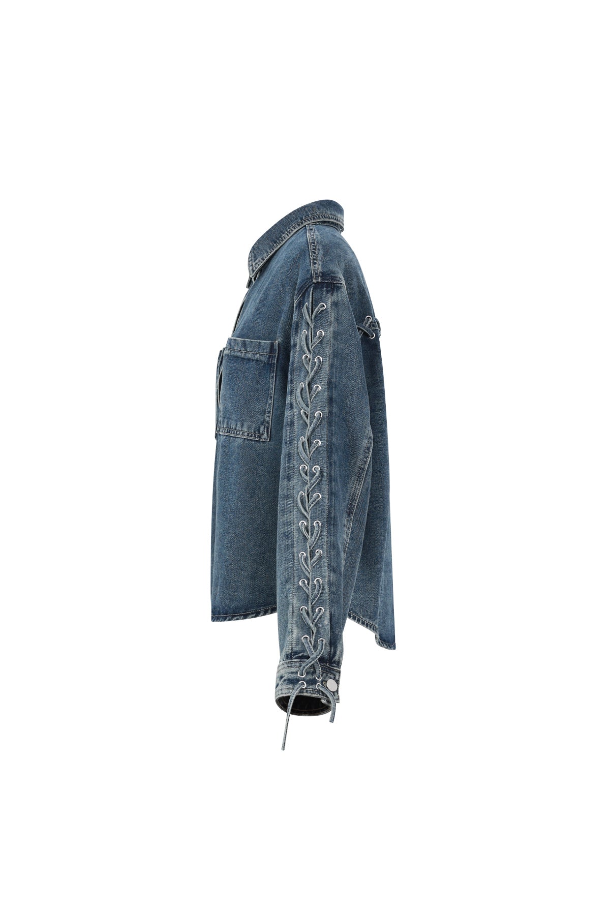 damen jeansjacke schnürung | baumwolle | blau