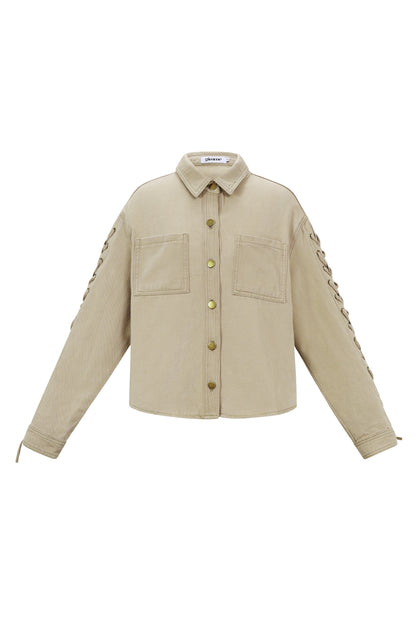 Damen Jeansjacke Schnürung | Baumwolle | Blau