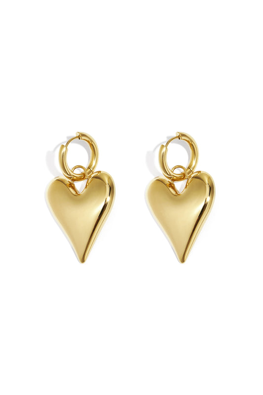 Damen Ohrhänger Herz-Anhänger | Edelstahl 304S | Gold & Silber