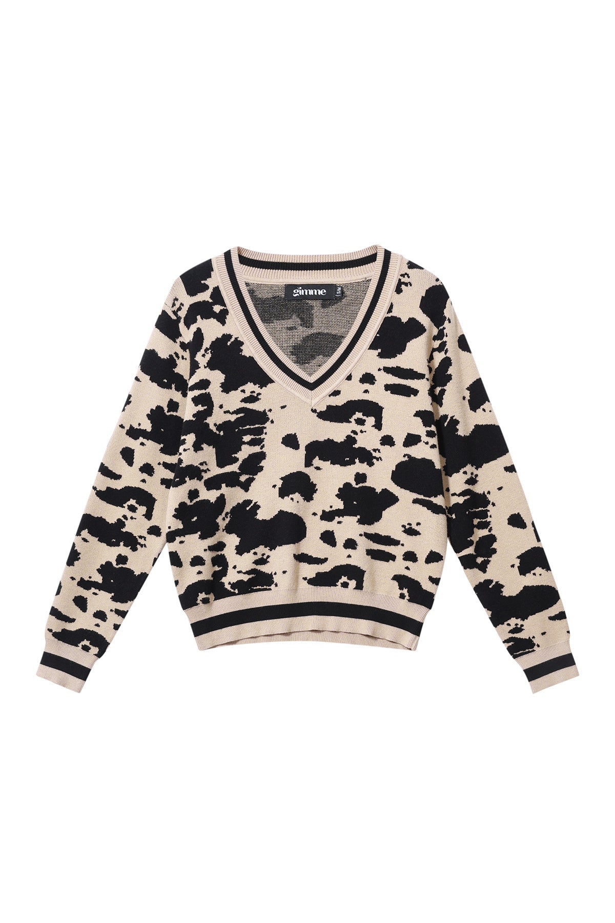 damen pullover leoparden v-ausschnitt | wolle | mehrfarbig