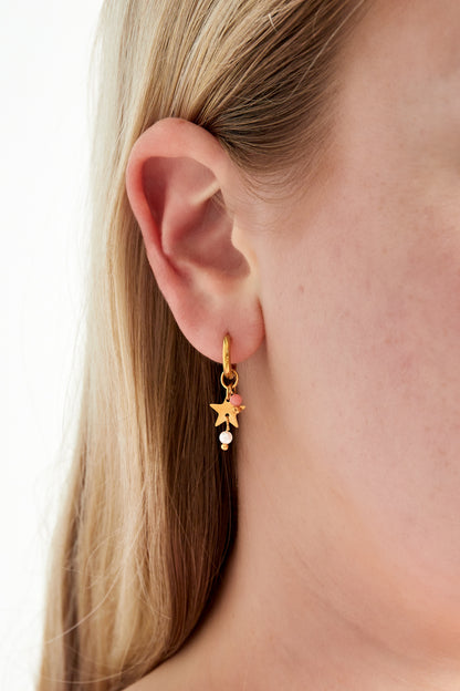 Damen Ohrringe Raumschiff Stern 14K | Edelstahl vergoldet | Rosa