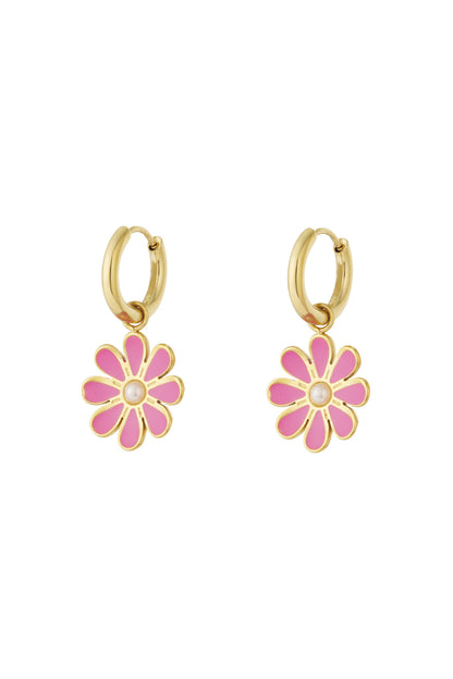 Damen Ohrhänger Blüten-Tropfen Pastell | Edelstahl | Rosa & Rosenrot
