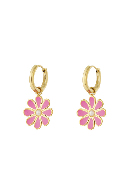 Damen Ohrhänger Blüten-Tropfen Pastell | Edelstahl | Rosa & Rosenrot