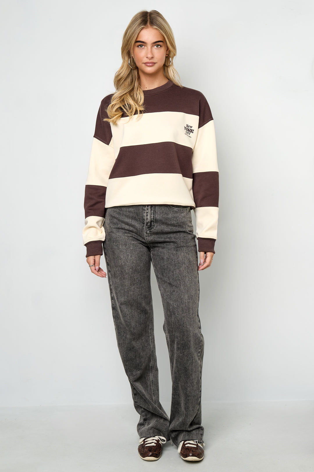 damen pullover streifen strick | baumwolle | mehrfarbig